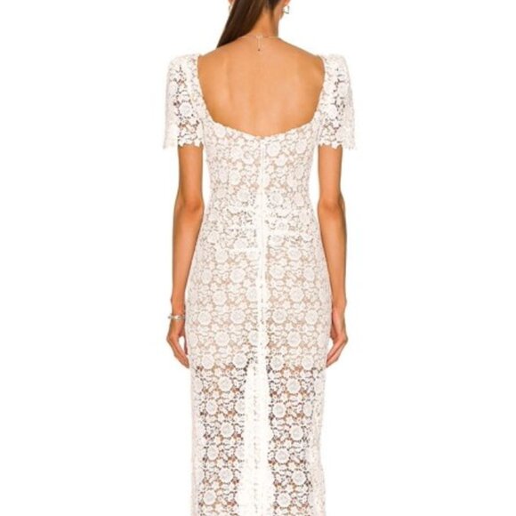 Self-Portrait Ivory Floral Guipure Midi Dress - Picture 5 of 6